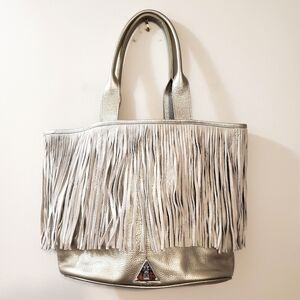 Fly London - Champagne Frost Silver Color Leather Fringe Bag